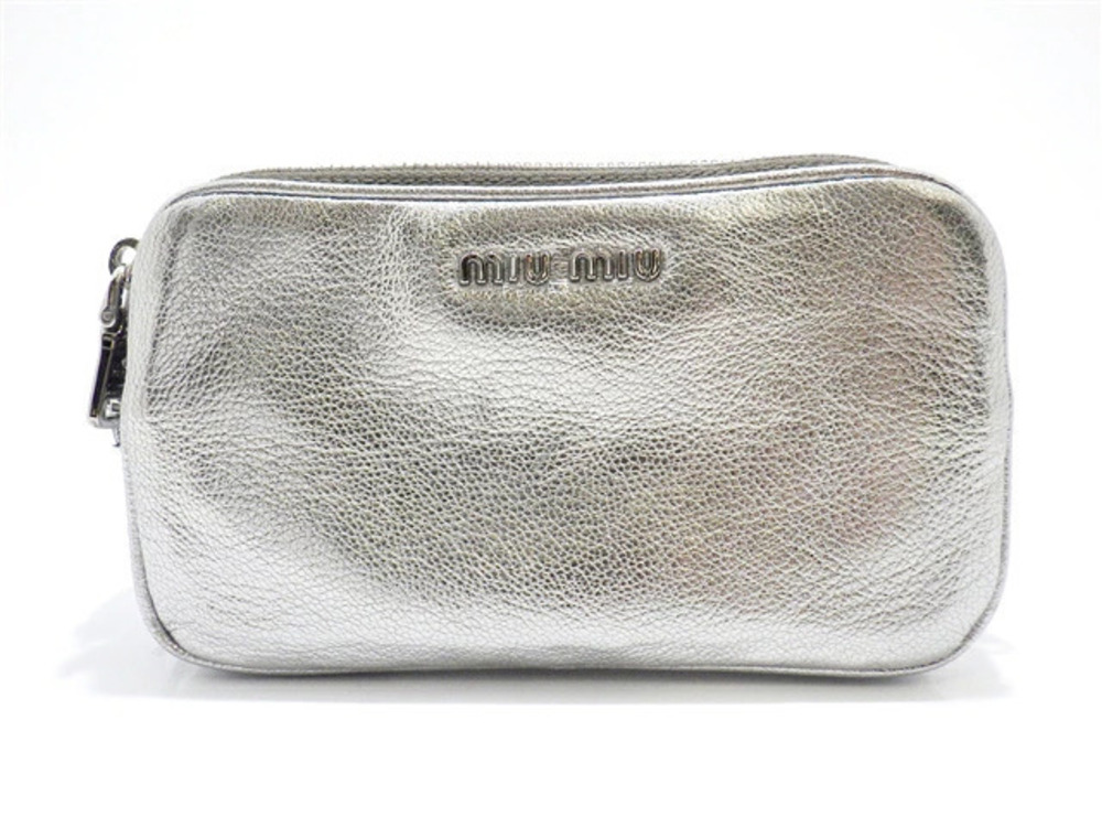 Miu Miu leather silver pochette